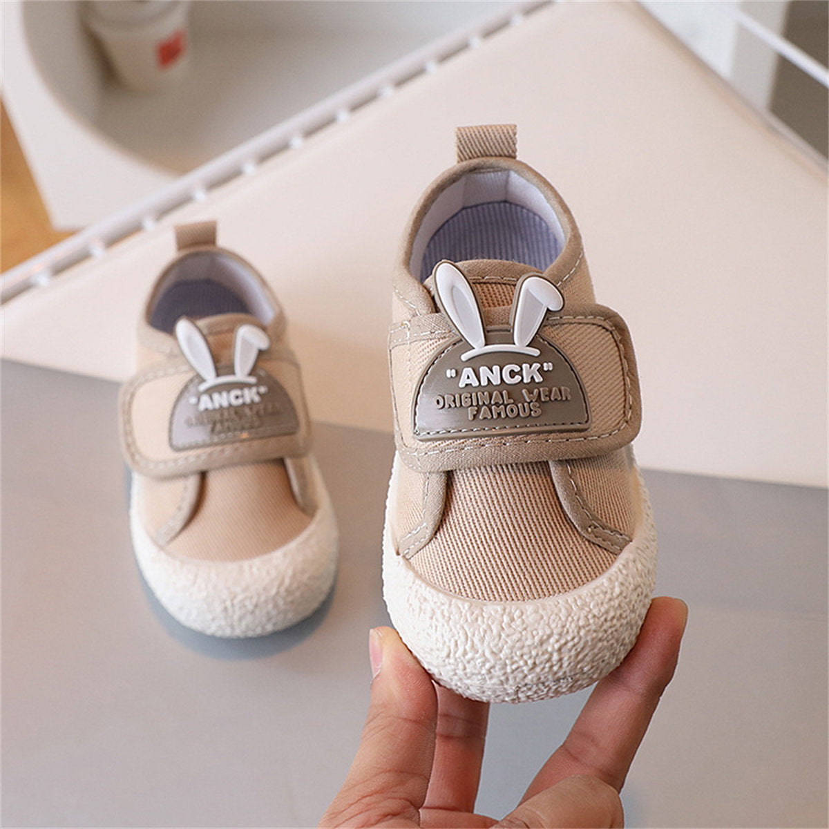 Toddler girl's cute rabbit letter style casual versatile soft bottom low top canvas shoes