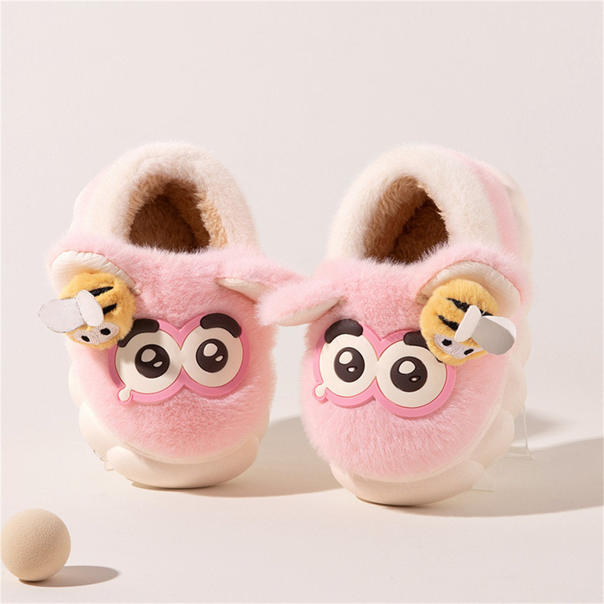 Children's autumn and winter cute cartoon big-eyed dolls indoor warm cotton slippers