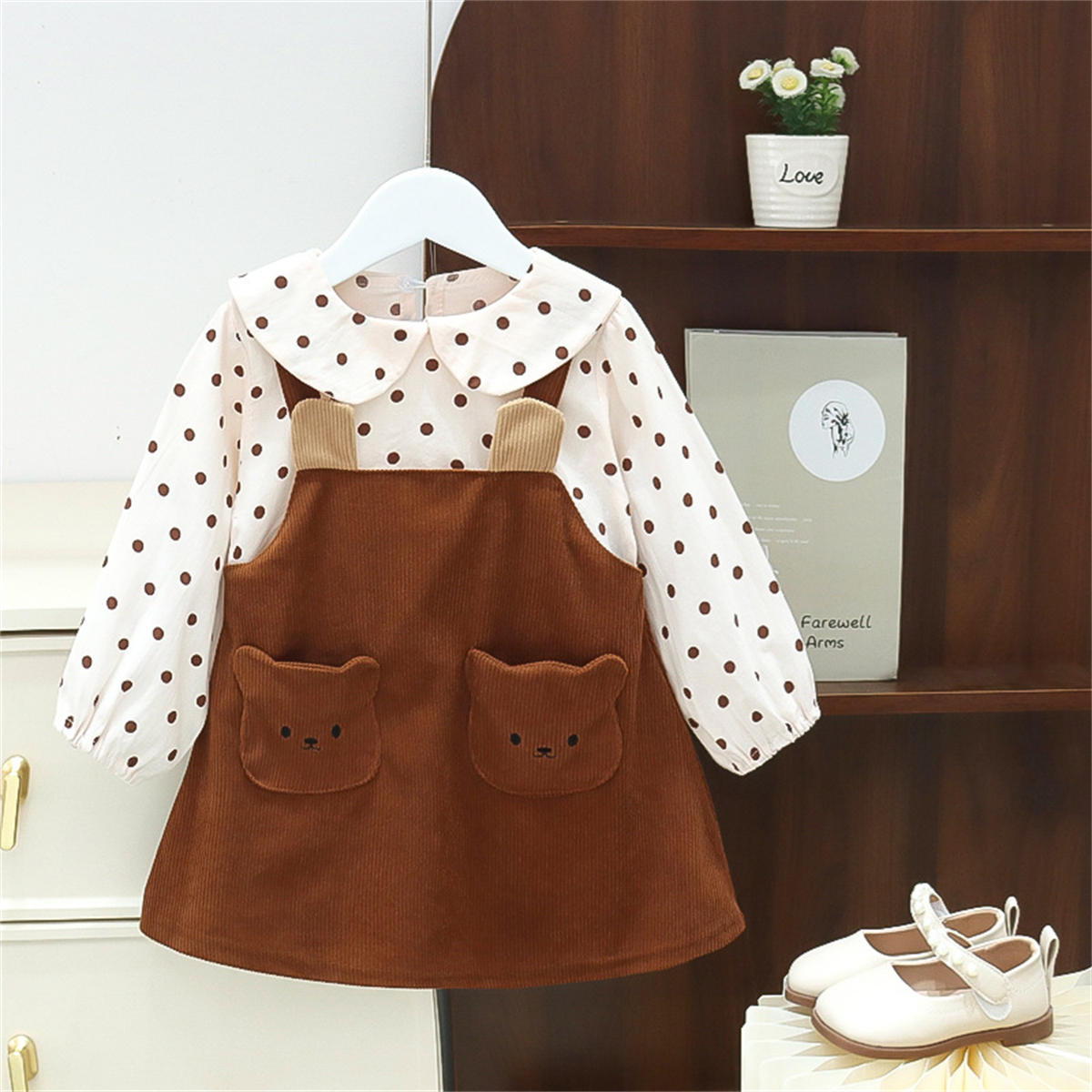 Girls autumn dot skirt bear princess skirt