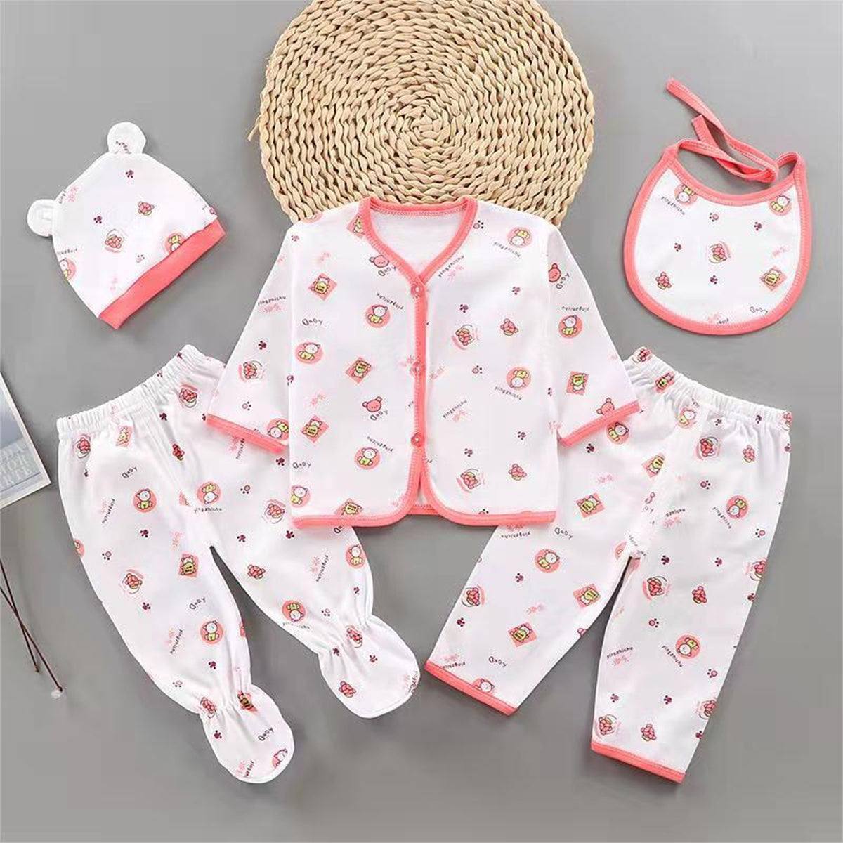 Newborn underwear five-piece baby cartoon cotton-padded suit