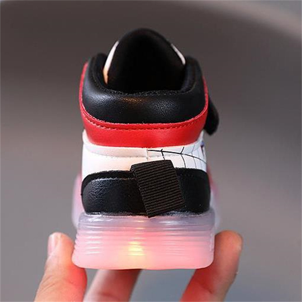 Cool Spider-Man soft-soled luminous LED soft-soled warm high-top sneakers for little boys