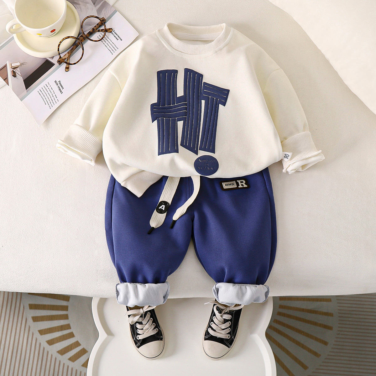 Children's suit handsome boys and girls casual sweatshirt sweatpants two-piece suit fashionable children's clothing