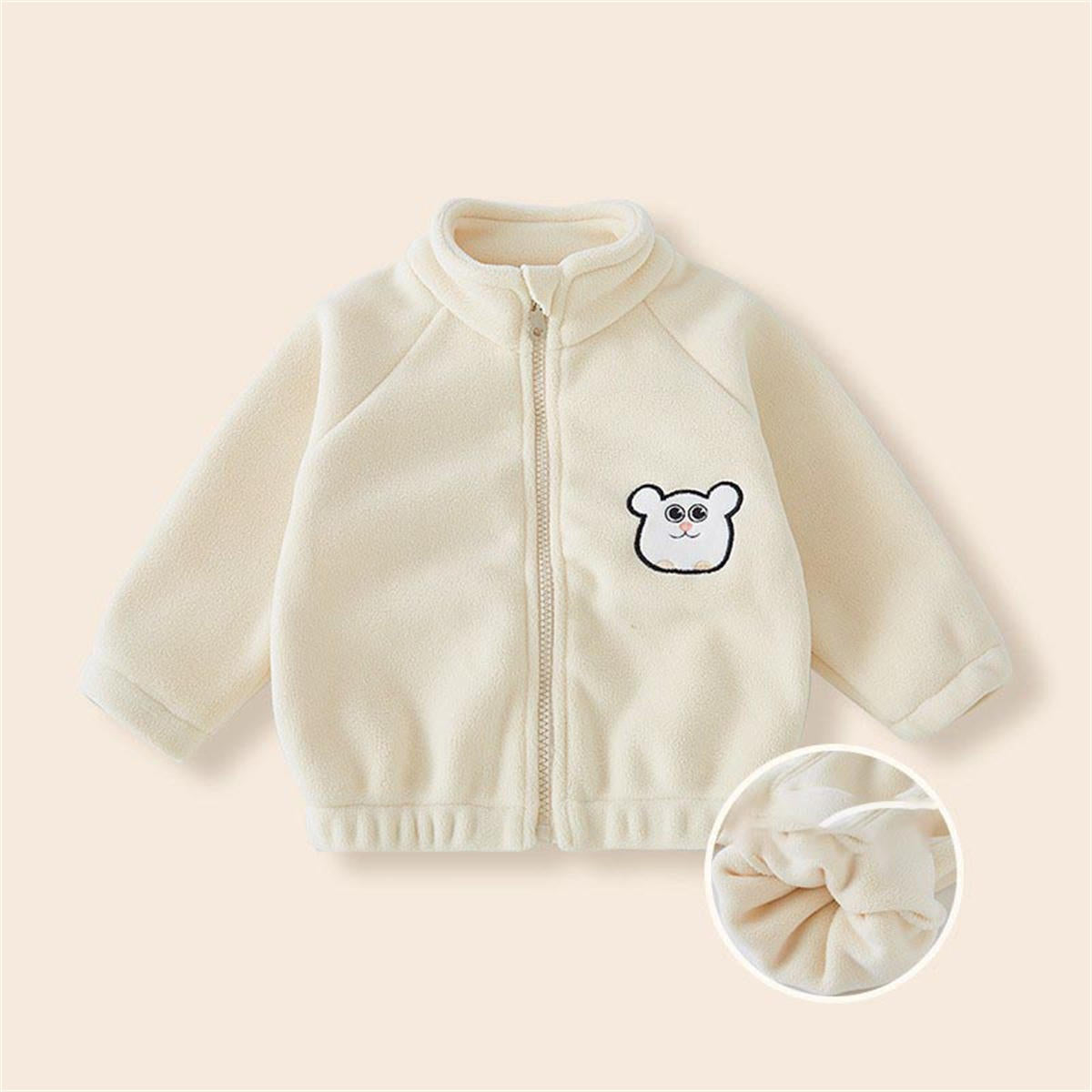 Infant and toddler granular fleece winter high collar thickened coat