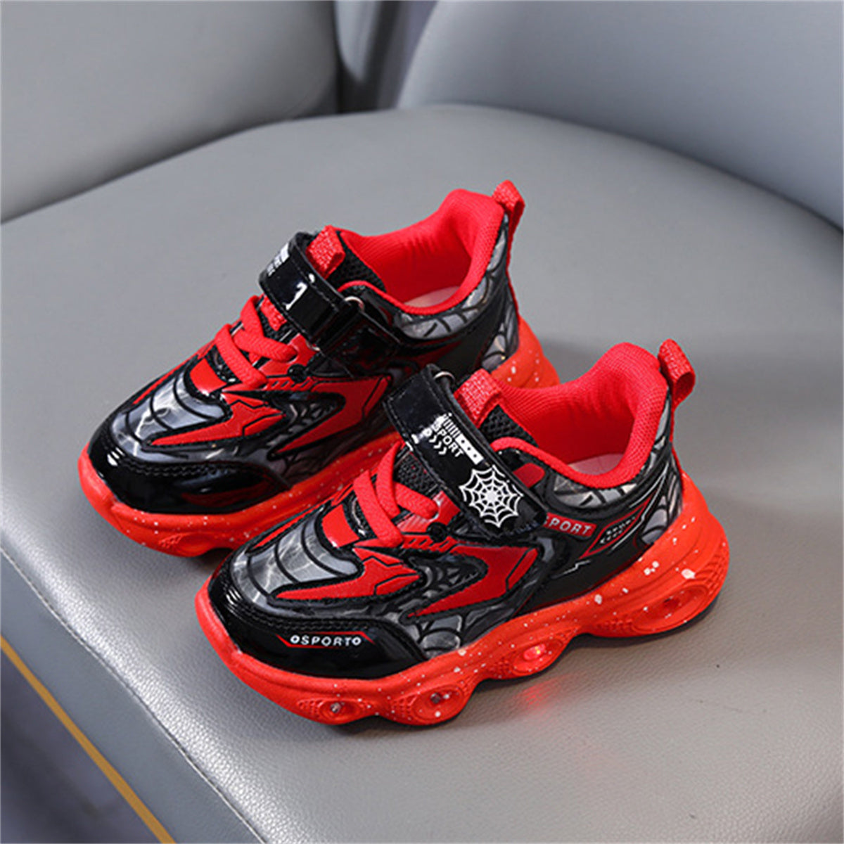 Children's LED spider web luminous sports shoes