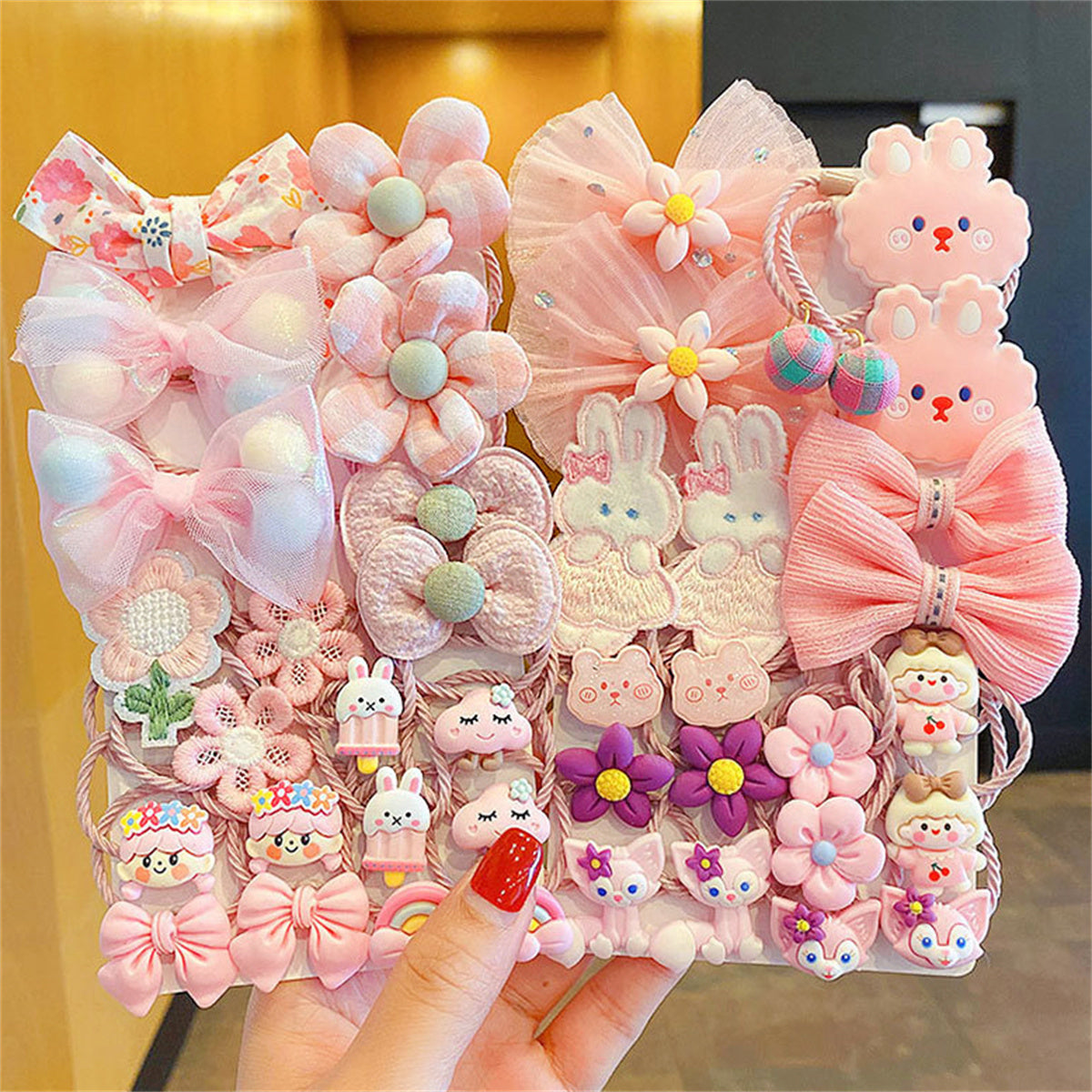 Children's 18-piece set of flower cartoon pattern hairpins