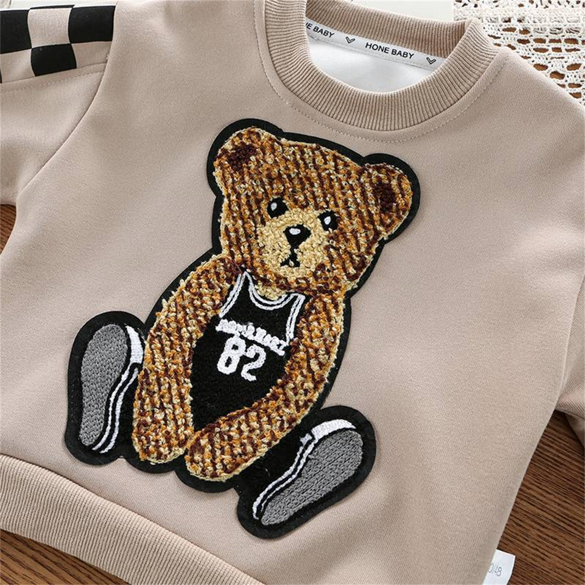 children's suit sweatshirt boy's checkered bear suit