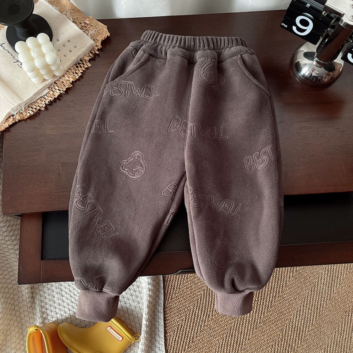 Autumn and winter plus fleece children's polar fleece pants for boys and girls