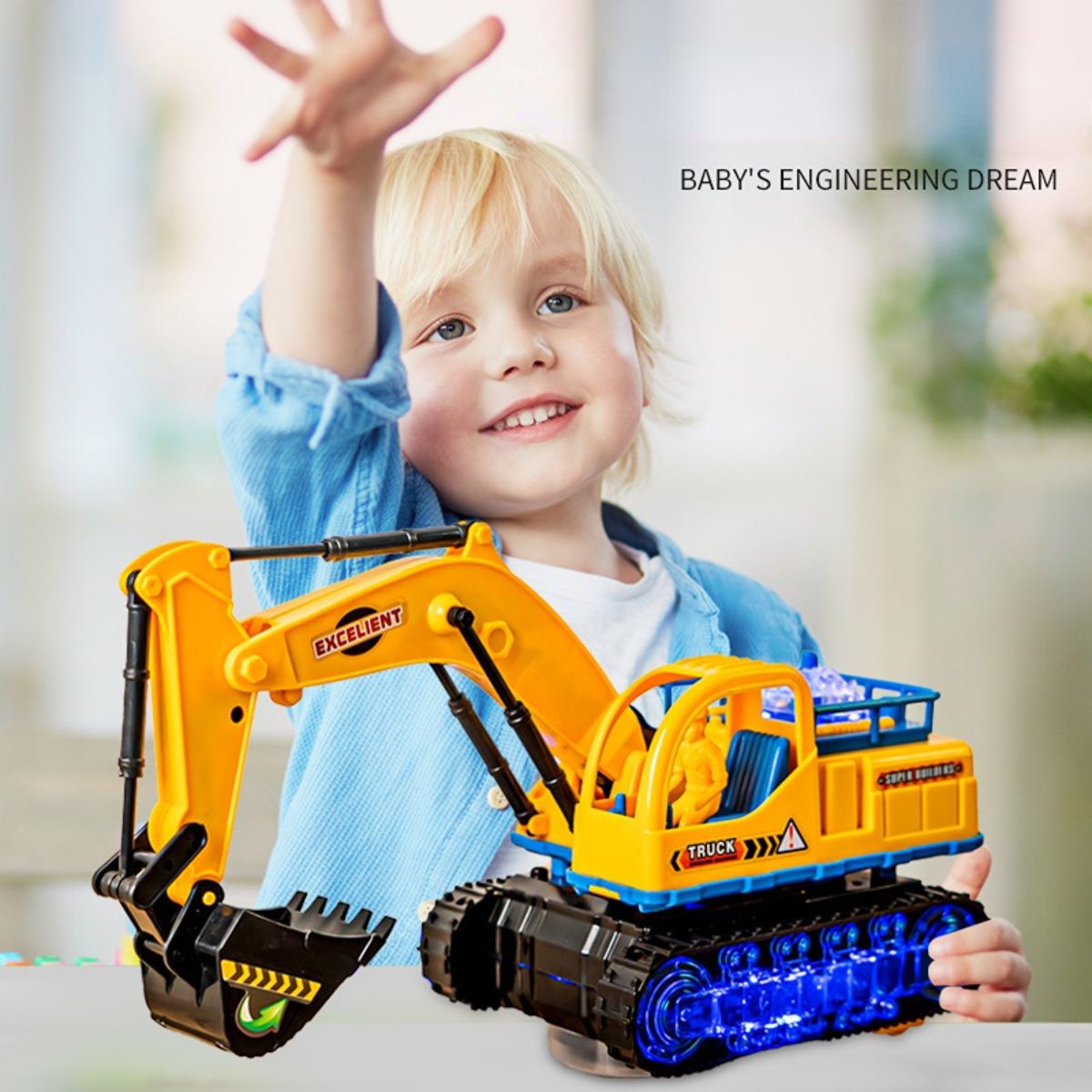 Electric sound and light engineering excavator toy