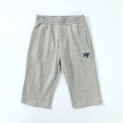 Shark embroidered cropped trousers