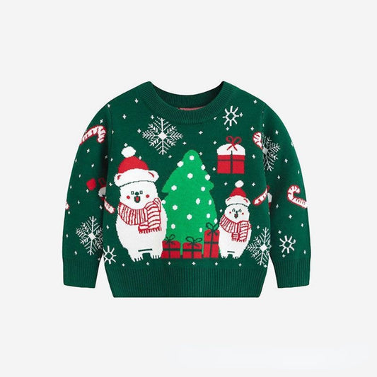 Autumn and winter children's cartoon Christmas sweater for girls and babies cute bottoming pullover knitted tops