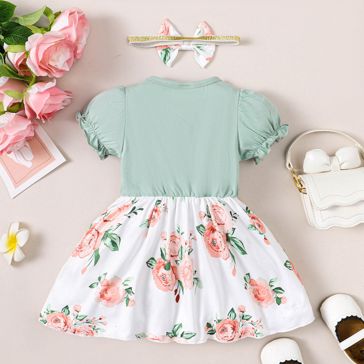 Light green fake two piece dress