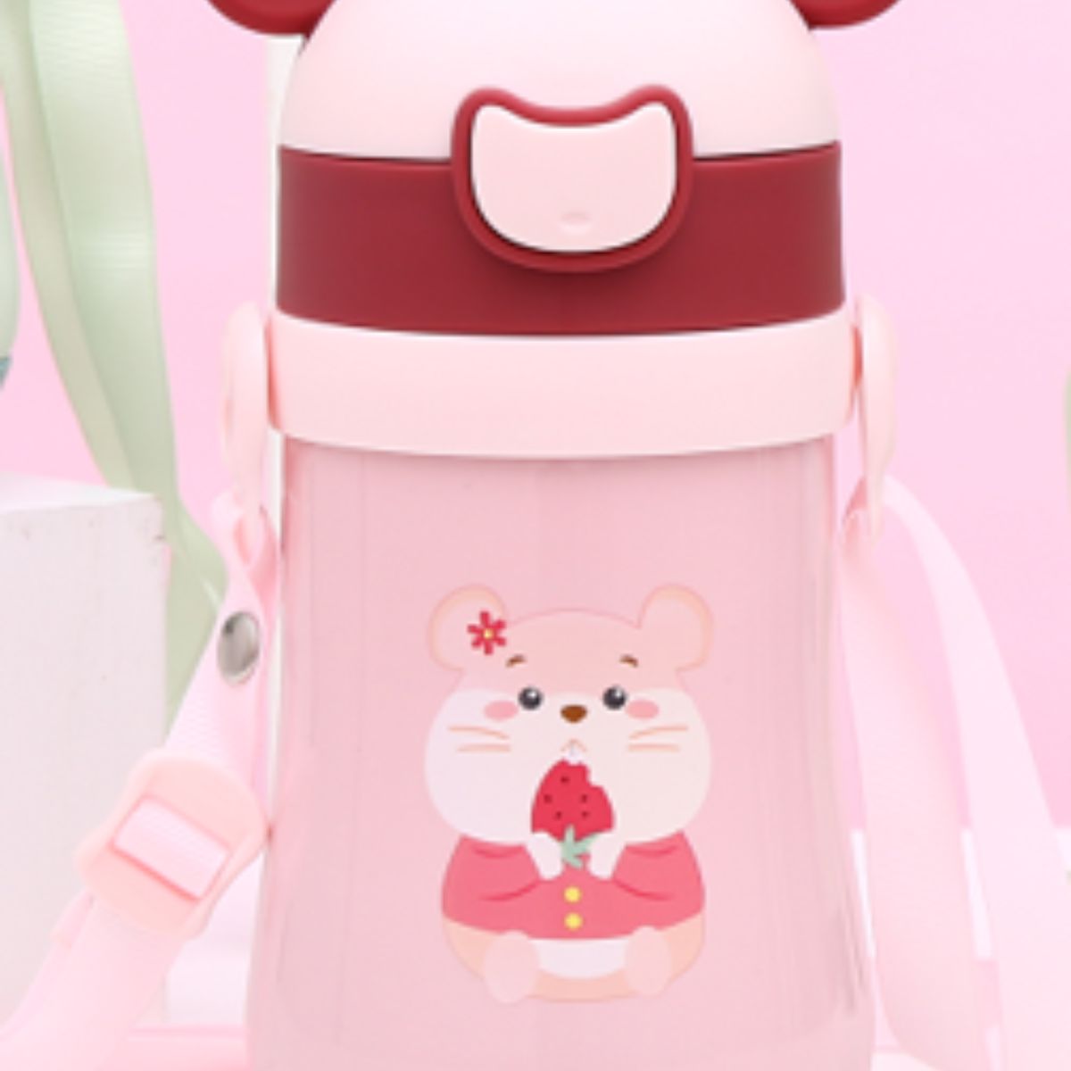 Cartoon Thermos Cup with Handle & Straw