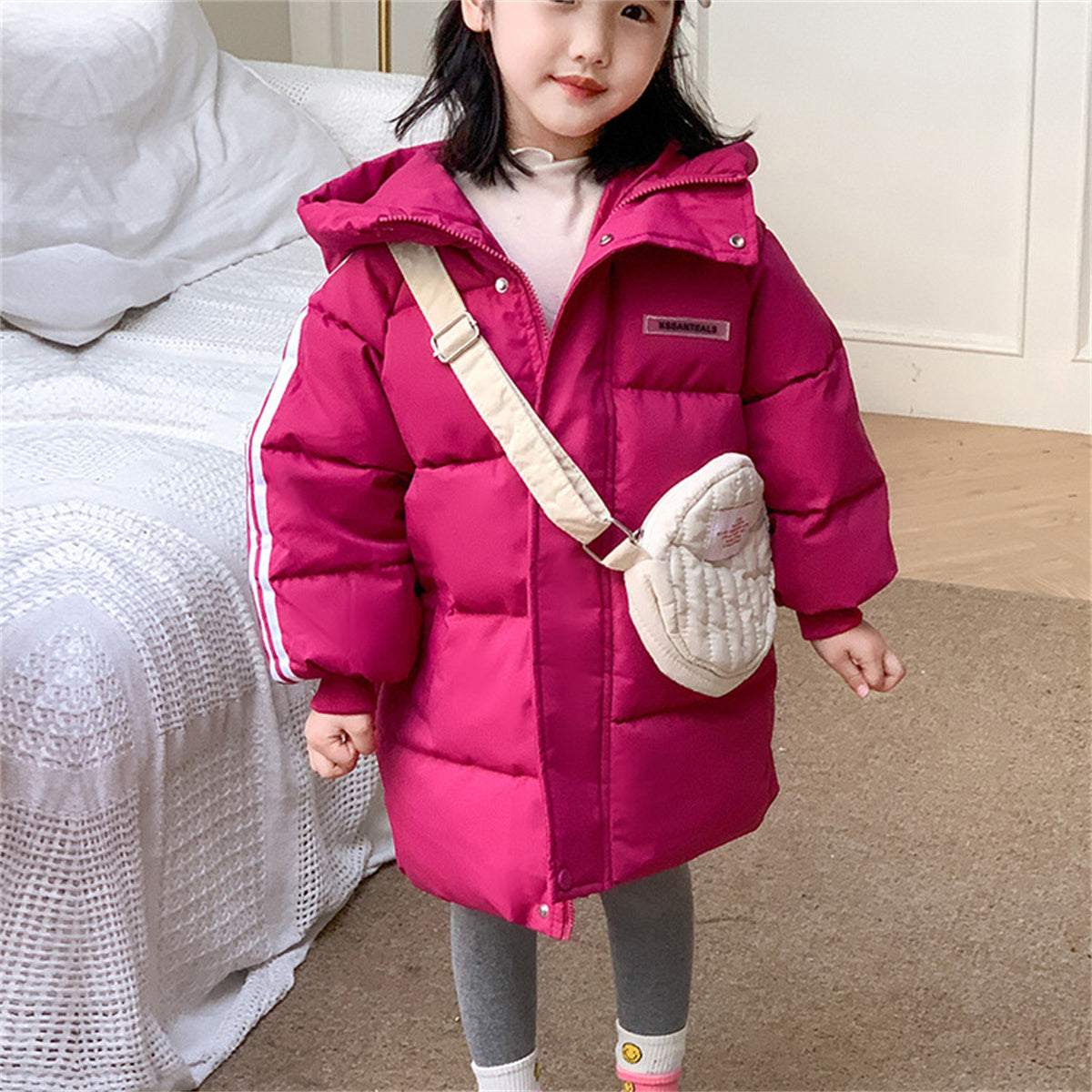 Children's mid-length cotton coat, boys' long thick coat