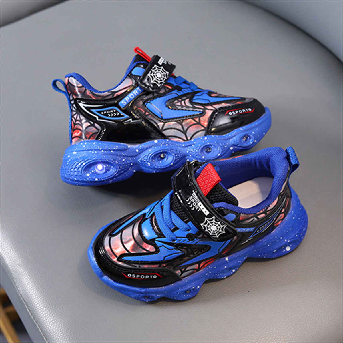 Children's LED spider web luminous sports shoes