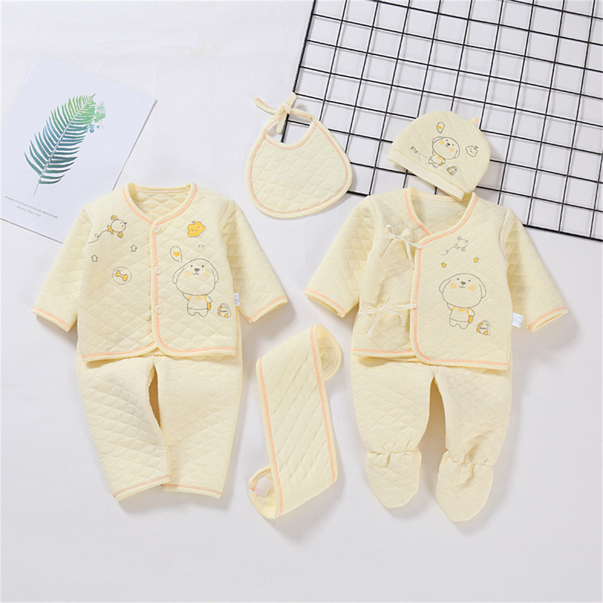 Newborn baby clothes pure cotton winter seven piece suit