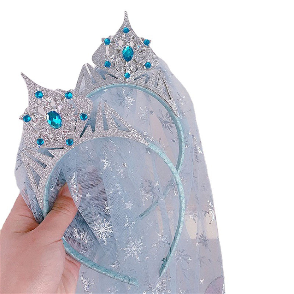 Children's Snow Princess Long Veil Crown Headband