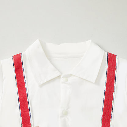 0-12 Months Cotton Suspender Romper