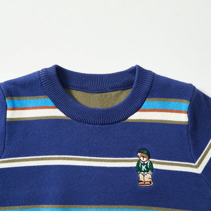 2–7 Years Striped Embroidered Sweater