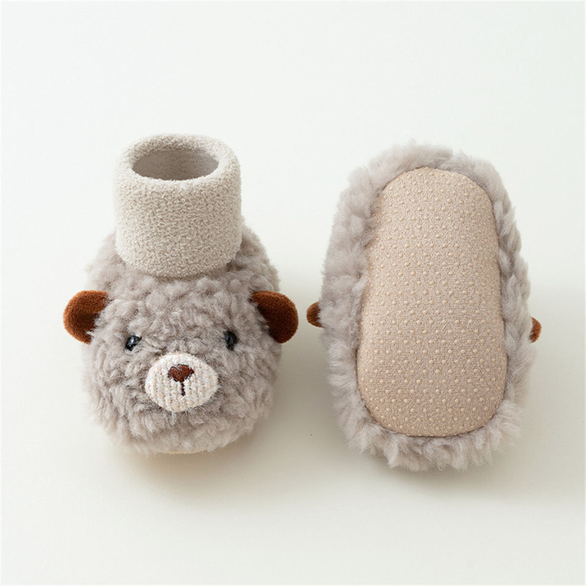 Winter plush cute bear style cotton shoes for baby boys and girls