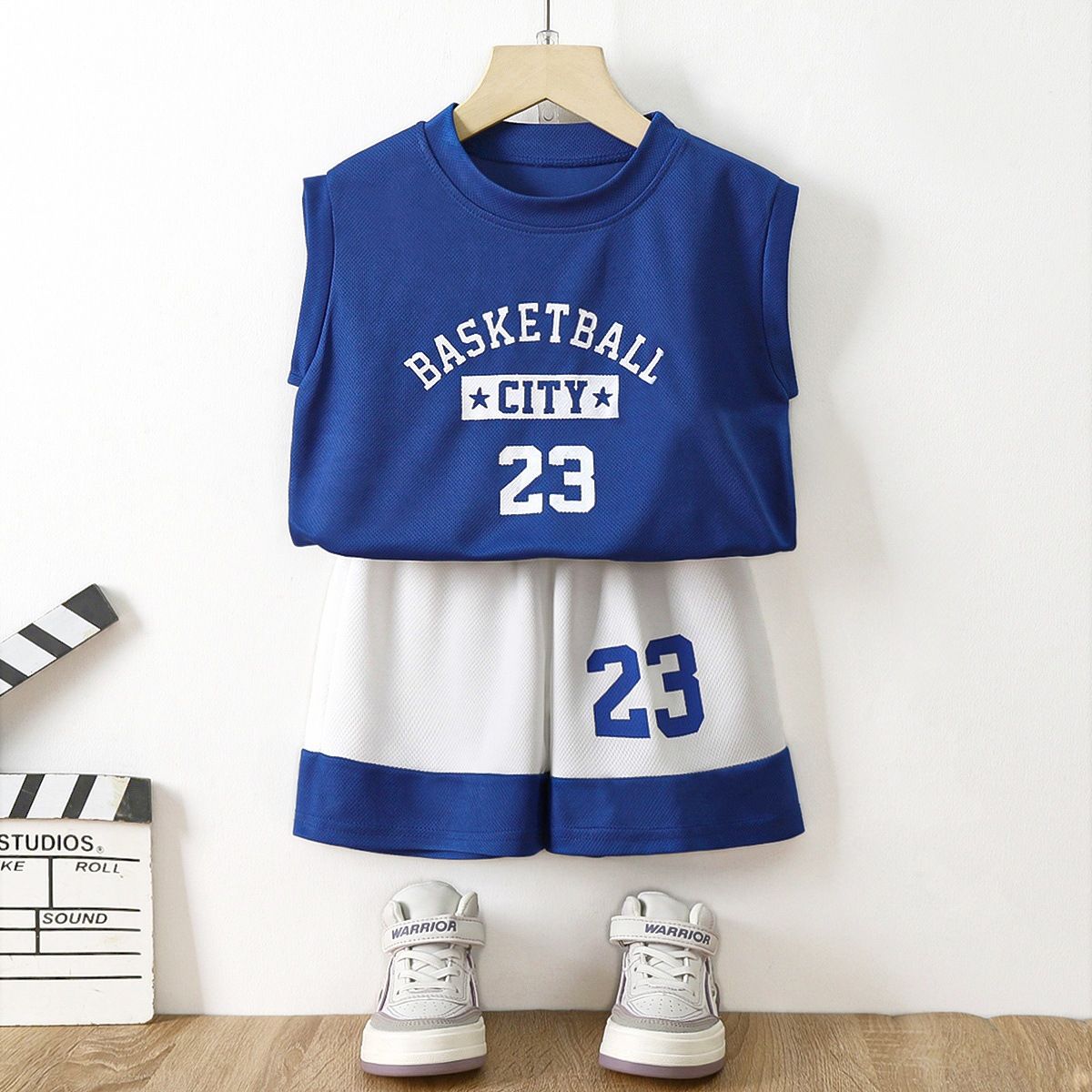 Children's summer vest sports suit mesh quick-drying casual boys sleeveless thin ball suit