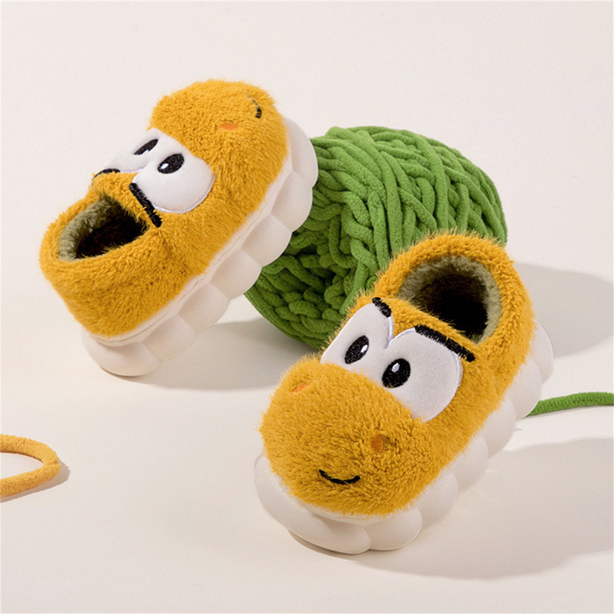 Little boy's cute big eyes doll pattern back strap warm cotton slippers