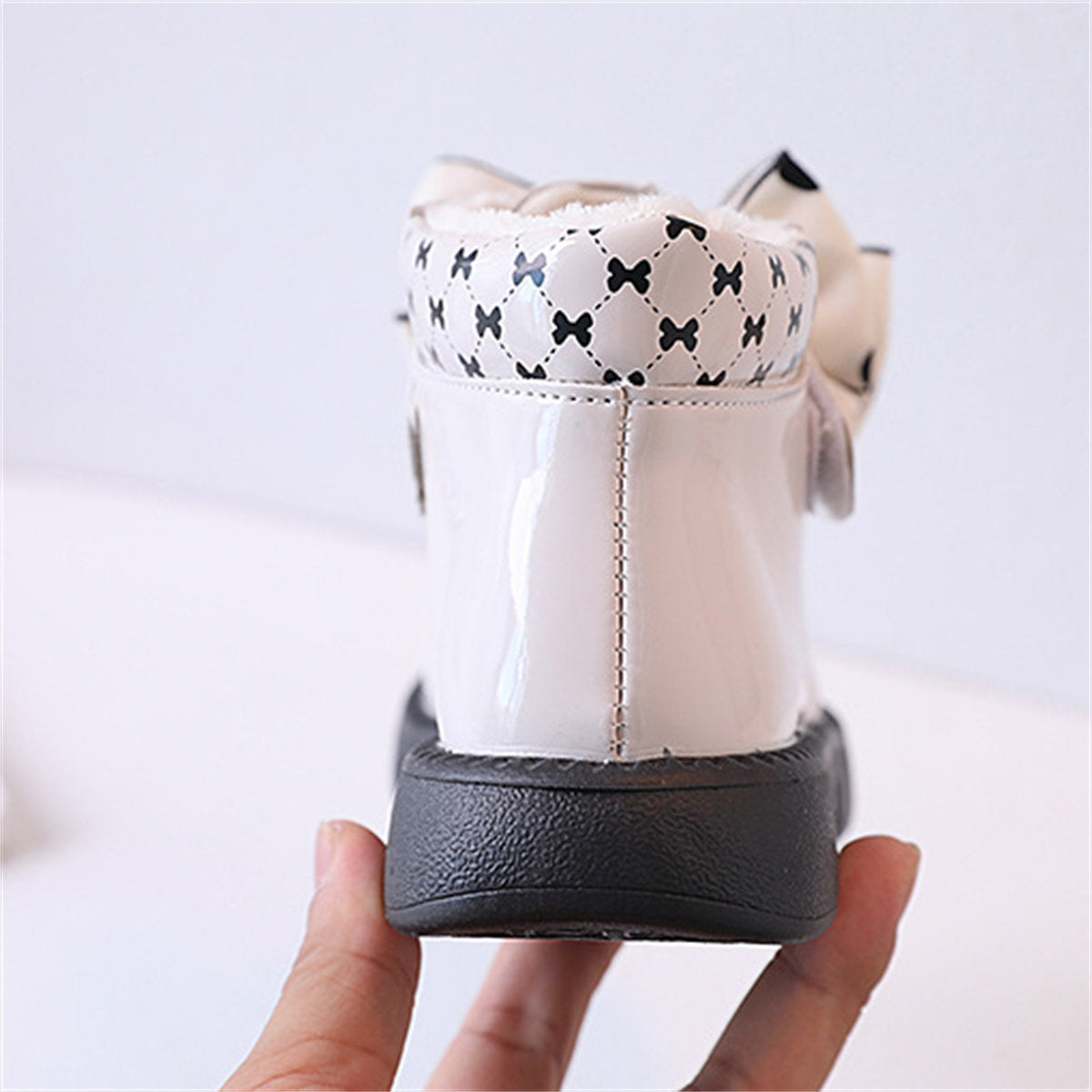 Little girl princess style polka dot bow style warm cotton boots