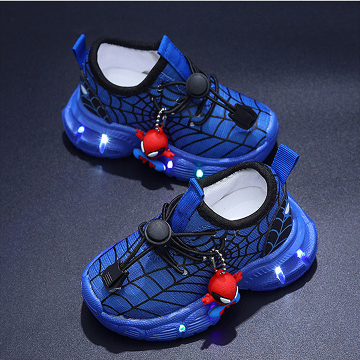 Children's mesh spider web LED light-up sports shoes