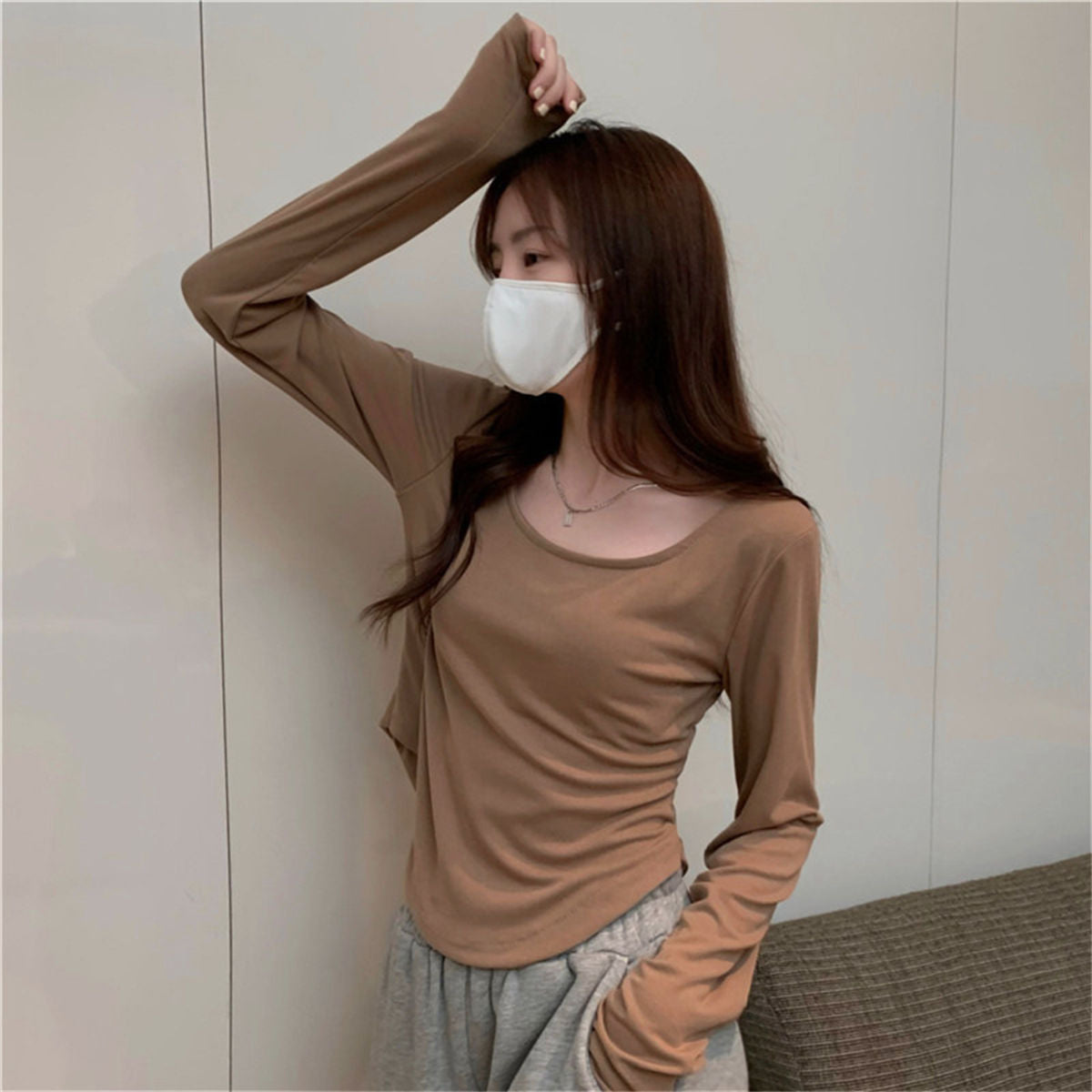 Long Sleeve T-Shirt Women's Slim Fit School Top