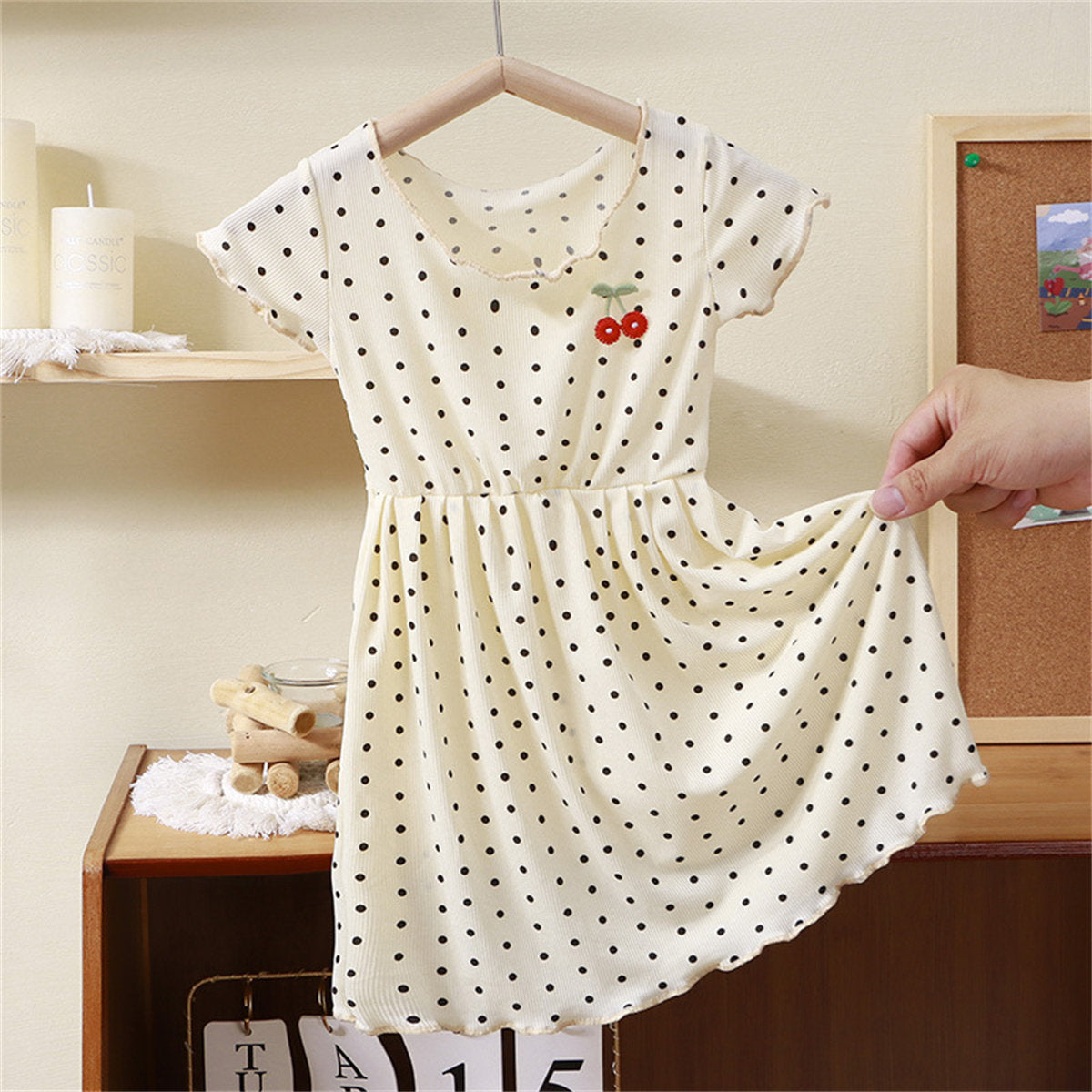 Children's ice silk polka dot dress