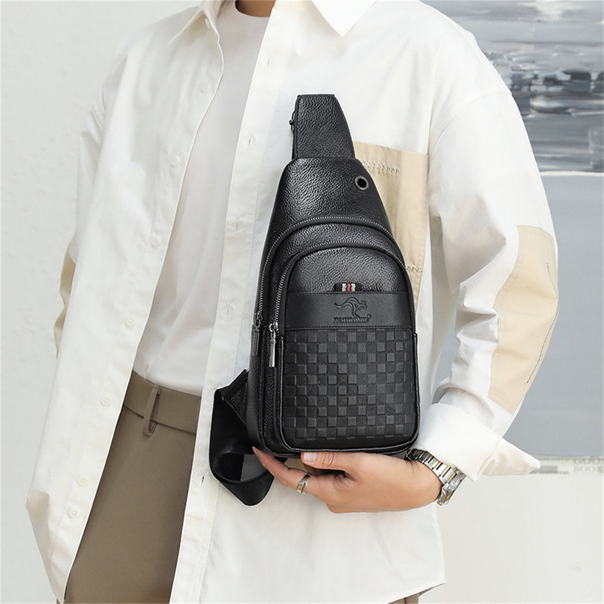 Men's chest bag mature business style simple chest shoulder bag