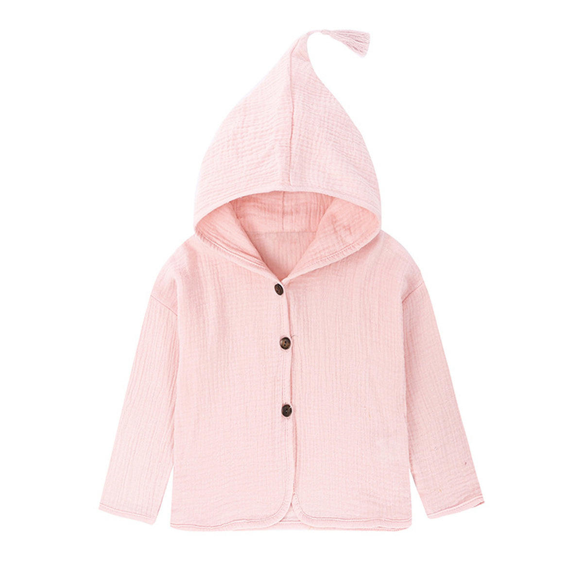 Children&#39;s Spring and Autumn Cotton and Linen Cardigan Fringed Hooded Jacket