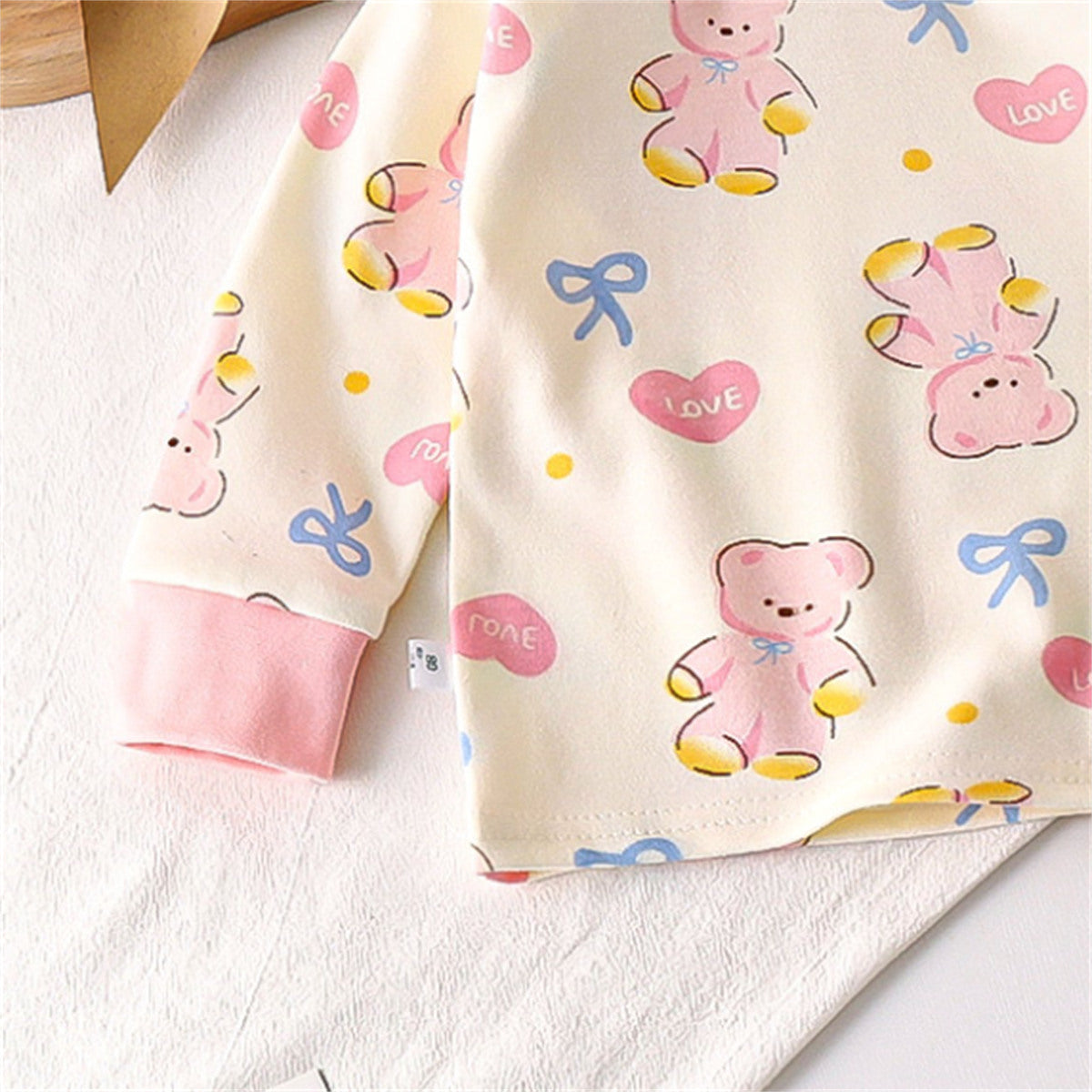 Girls Cute Bear Bow Pajamas Home Clothes Set