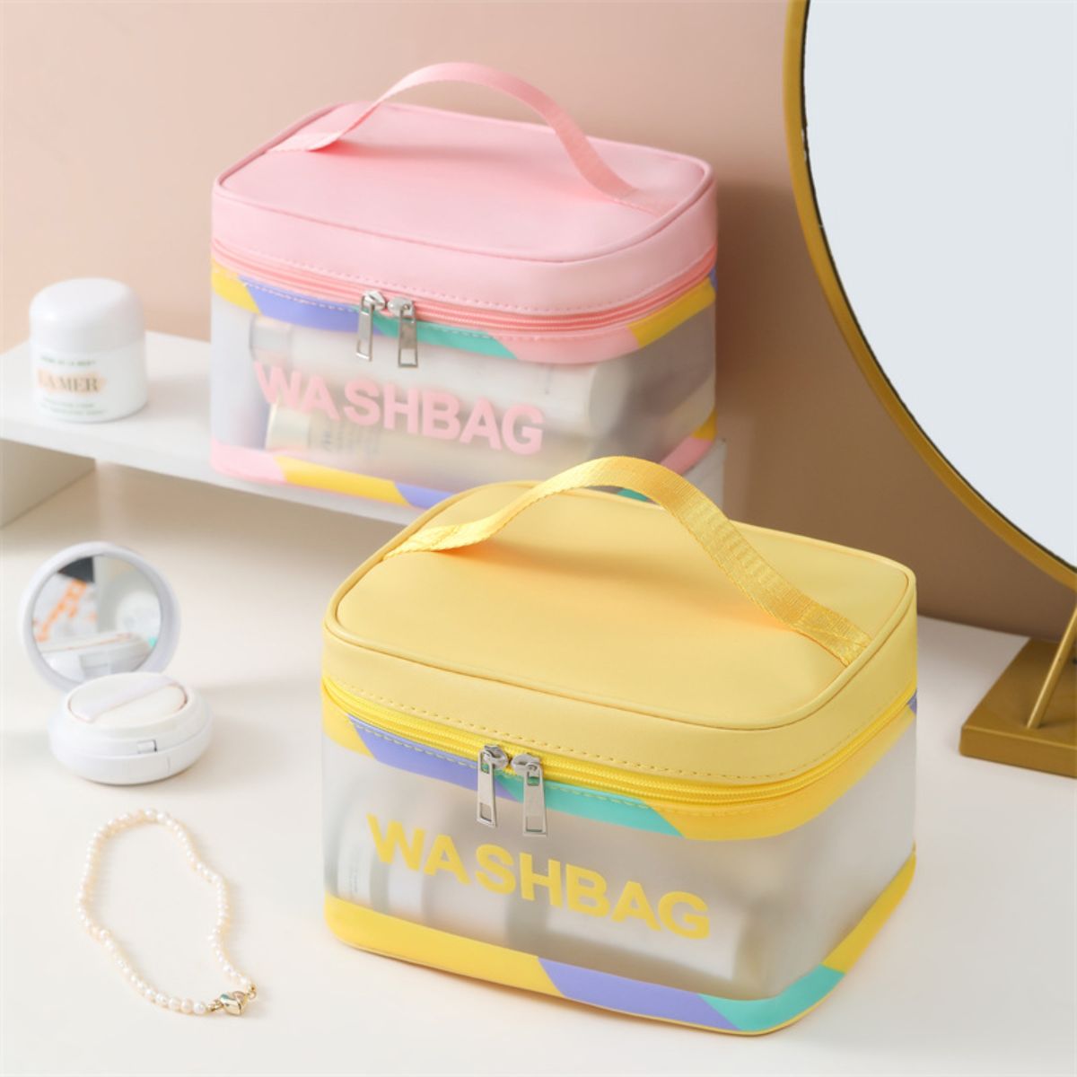 Large capacity waterproof toiletry bag cosmetic storage bag portable hand-held square bag