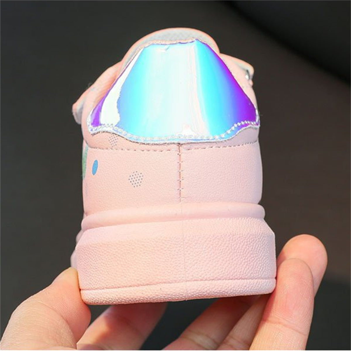 Cute cartoon pattern shiny low-top sneakers for baby girls