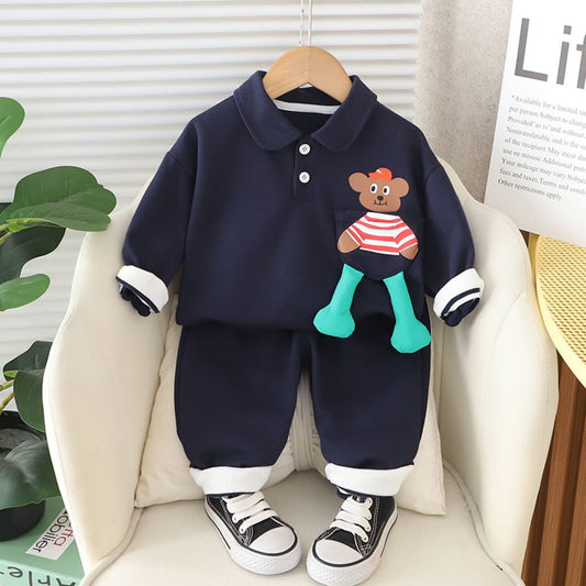 Boys autumn casual suit new style baby spring and autumn infant children sweater Polo shirt two-piece suit trendy