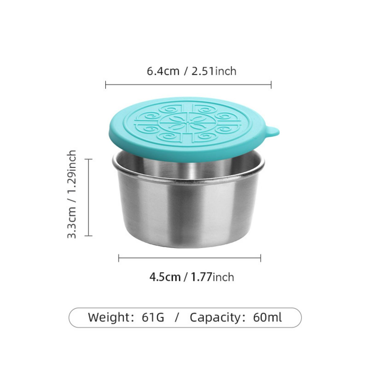 304 stainless steel sauce cup with lid, silicone lid, sealed, leak-proof, fresh-keeping sauce cup, seasoning dish