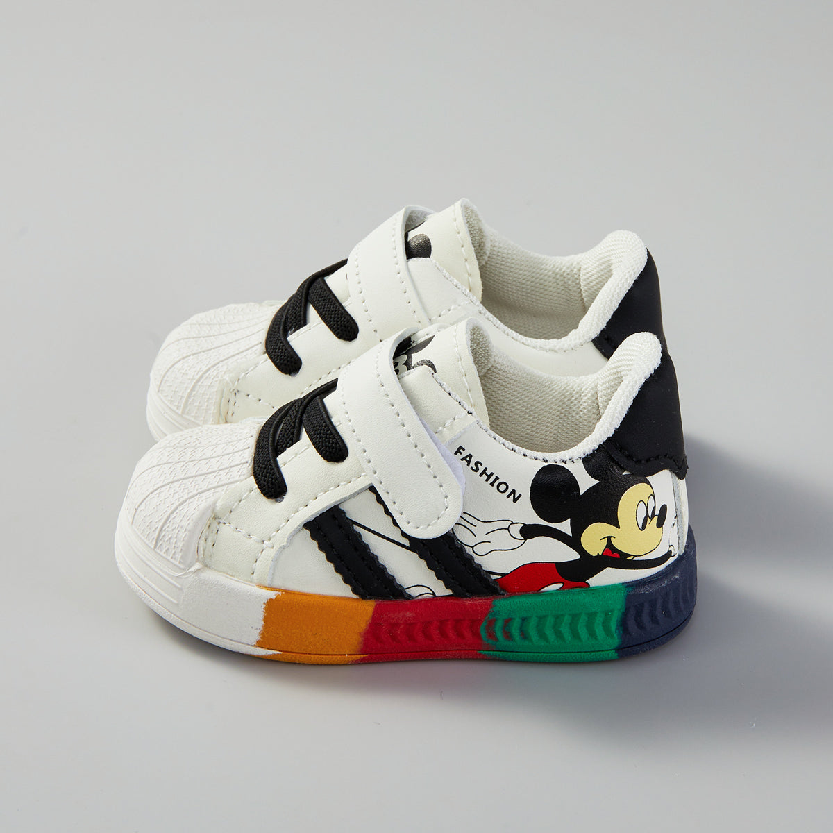 Children's and boys' autumn Mickey color shell head Velcro low-top sneakers