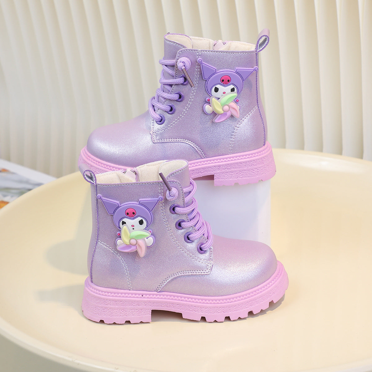 Cute cartoon Sanrio shiny waterproof and non-slip Martin boots for little girls in spring and autumn