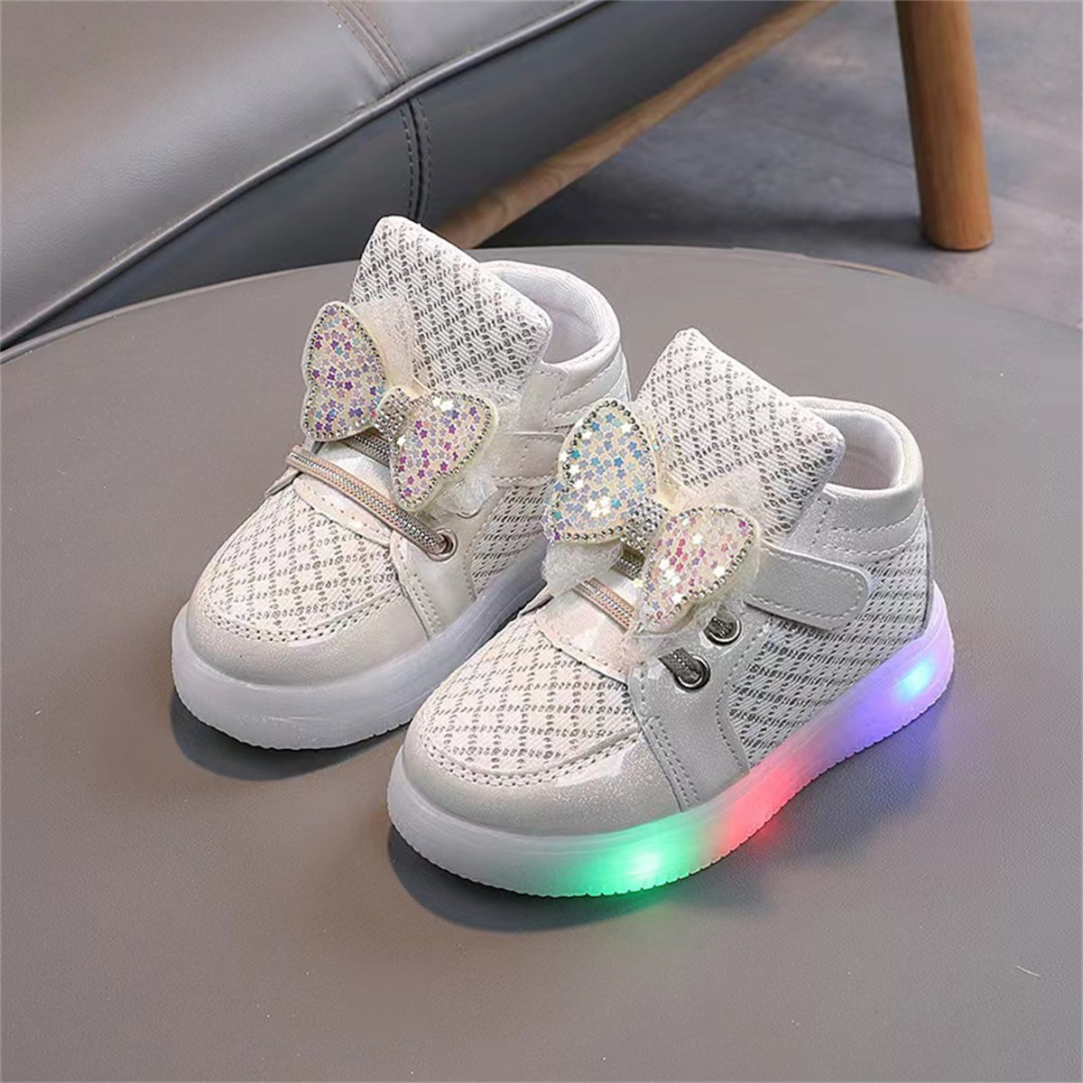 Toddler girls cute sequined bow low-top sneakers