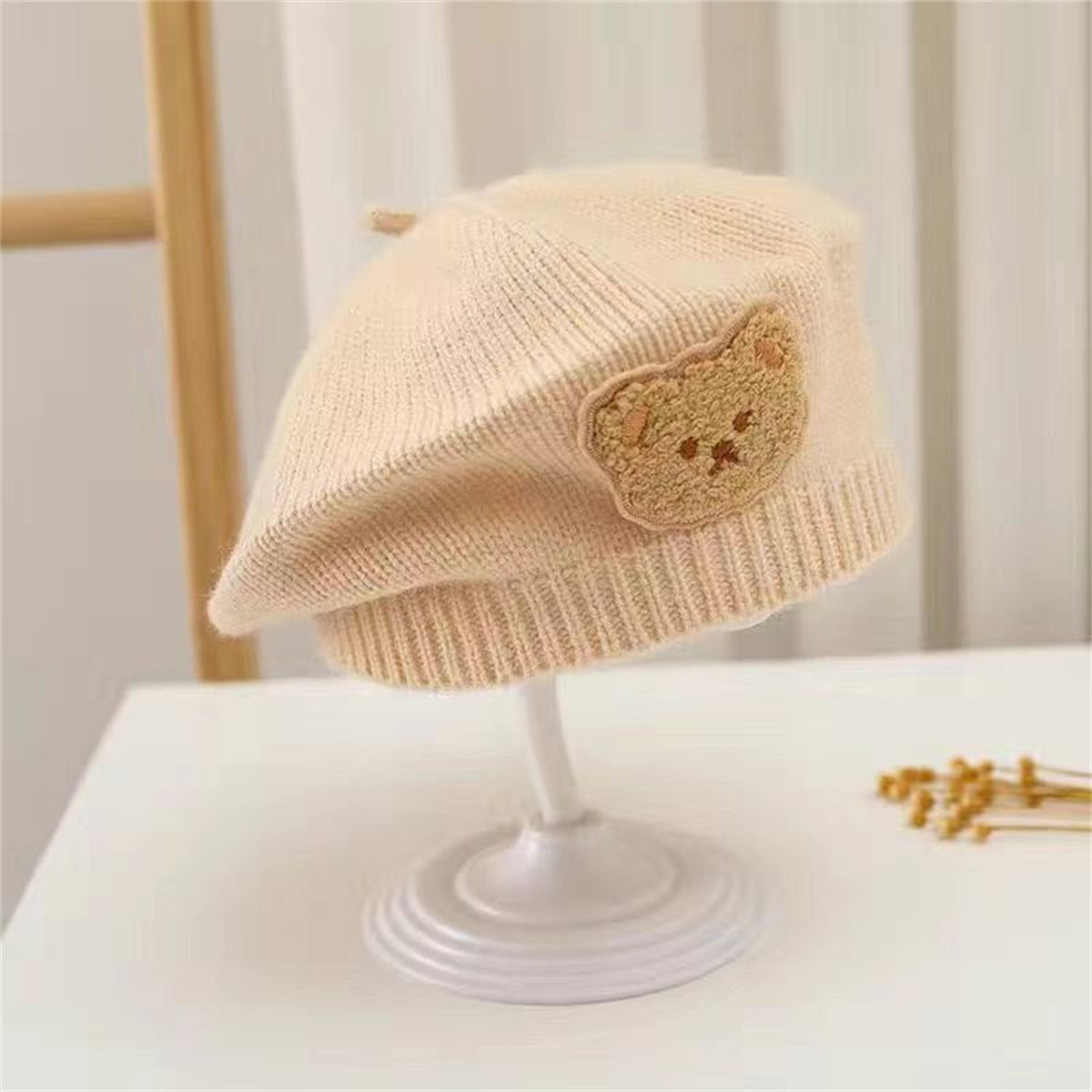 Children's baby cute bear knitted painter hat spring and autumn beret