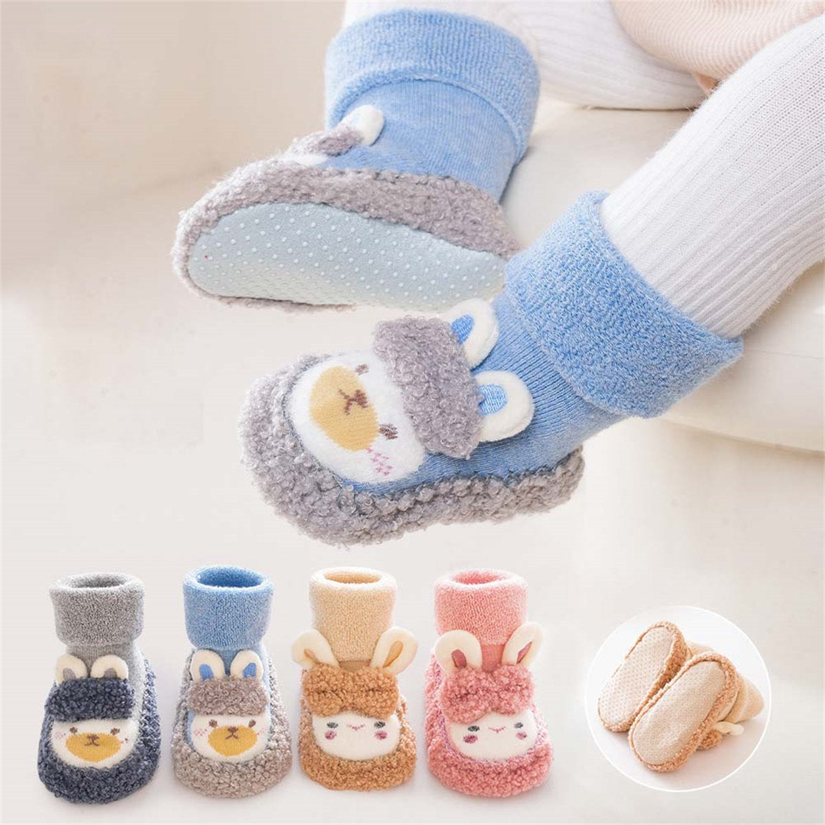 Baby Boys and Girls Winter Cute Rabbit Pattern Non-slip Warm Cotton Shoes