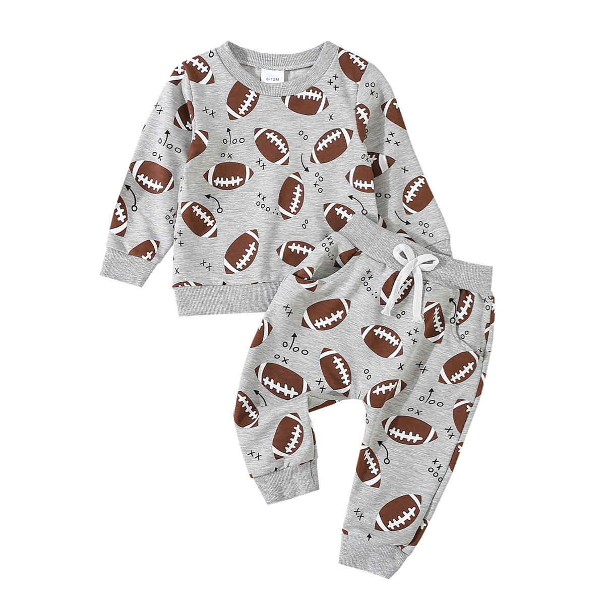 Boys' Rugby Print Long Sleeve Top and Pants Set