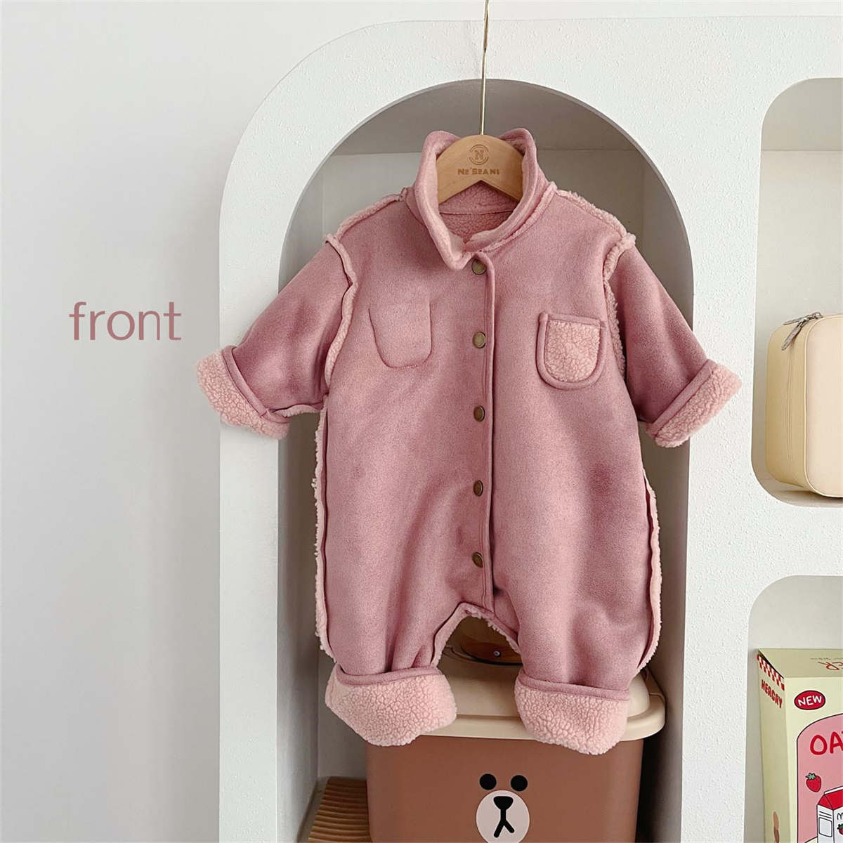 Double-sided warm autumn and winter baby romper