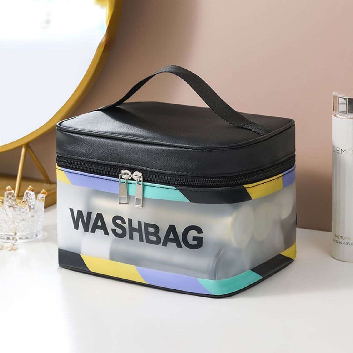 Large capacity waterproof toiletry bag cosmetic storage bag portable hand-held square bag