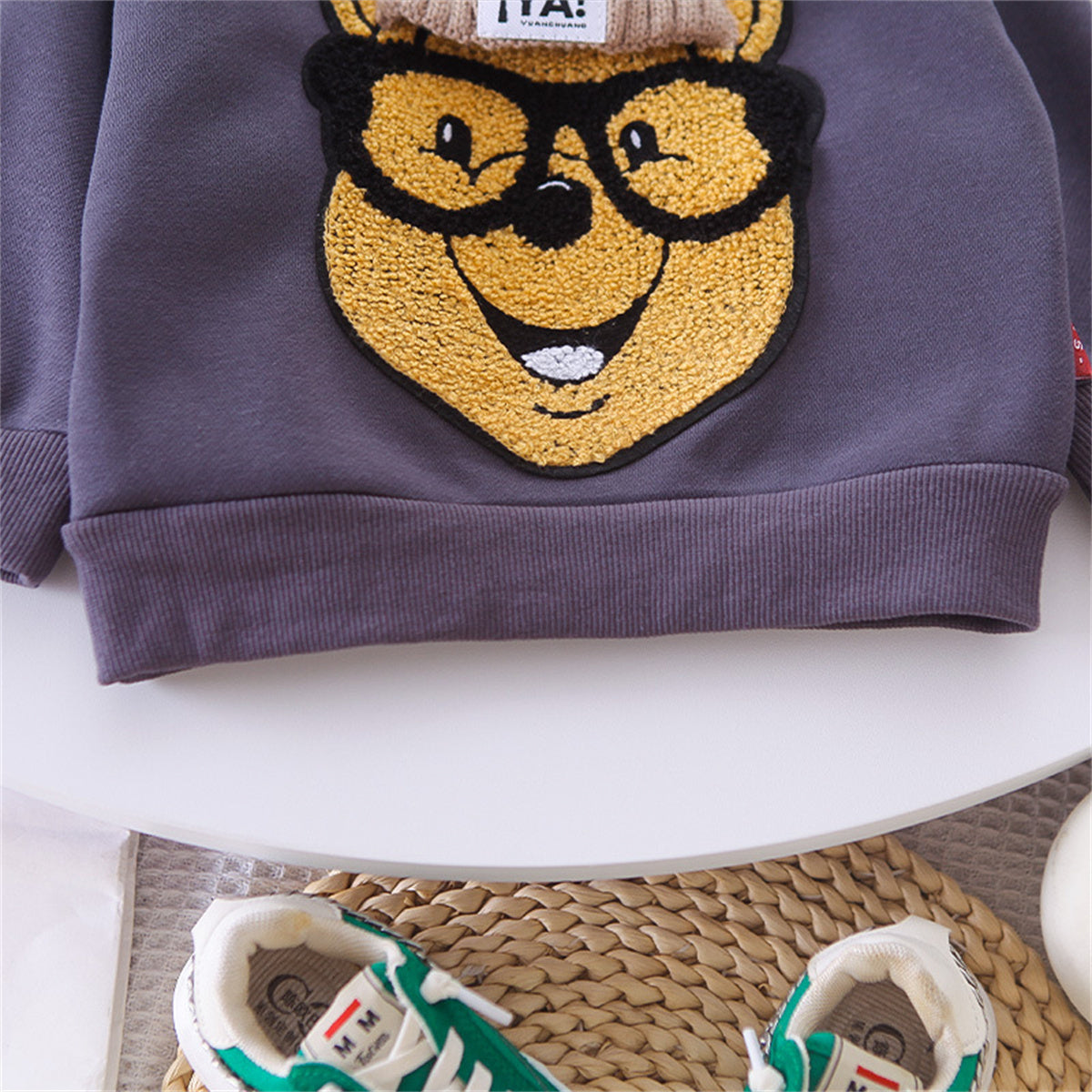 Baby boy spring and autumn cartoon bear casual sweatshirt two-piece suit