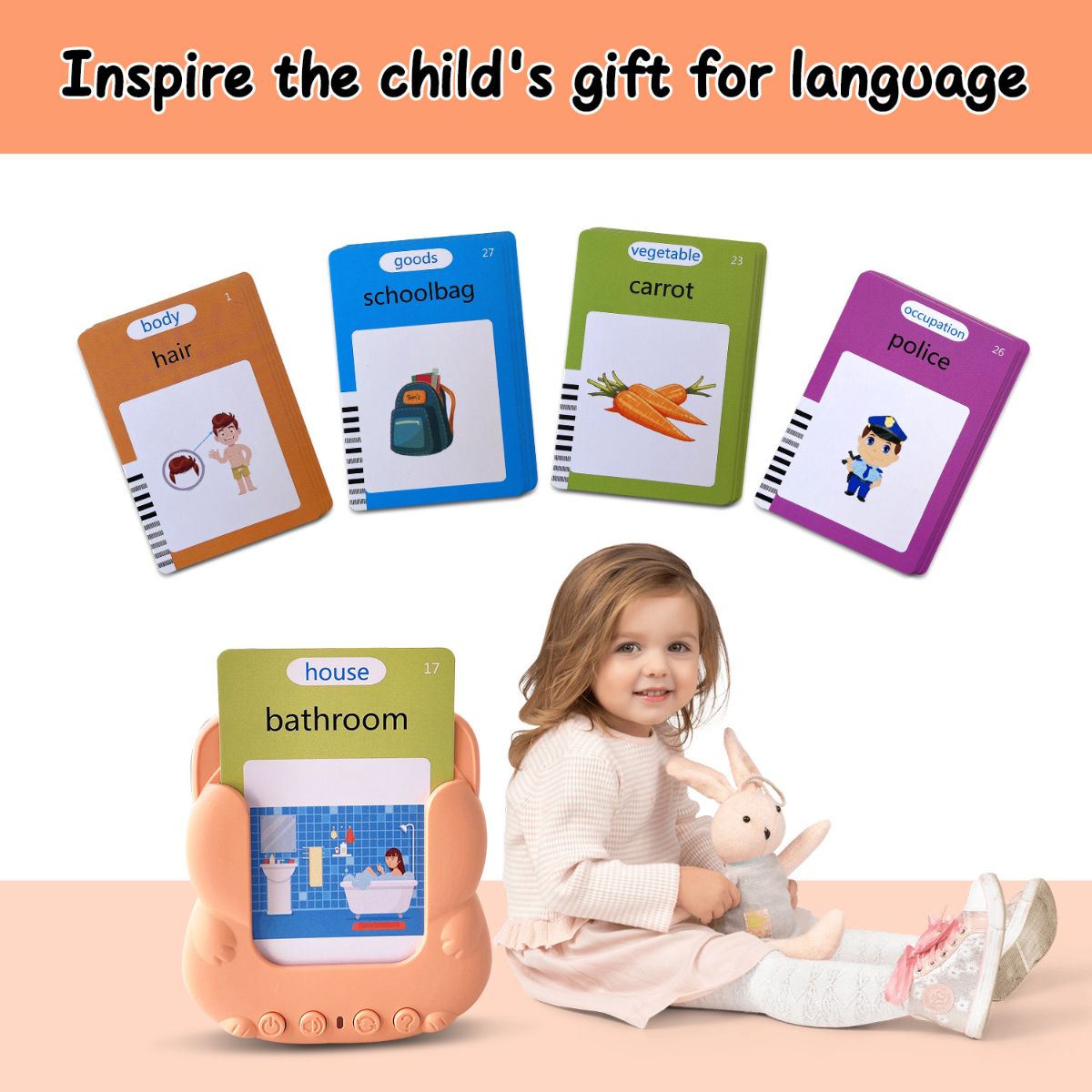 English Flash Cards Children's Educational Flash Card Machine Early Education Card Machine