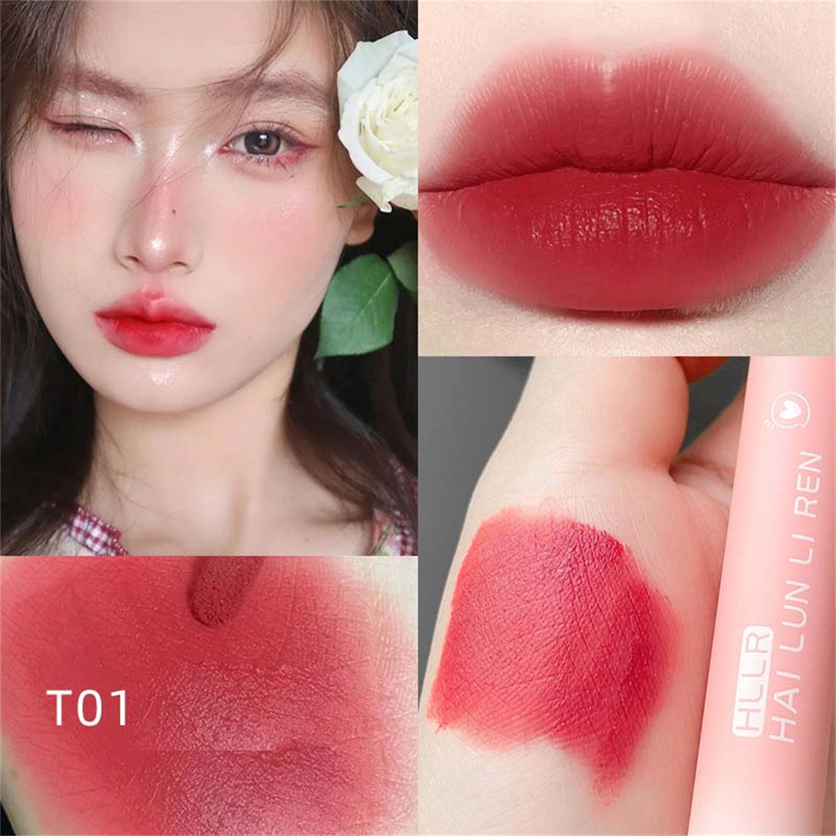 Women's pink matte velvet lipstick