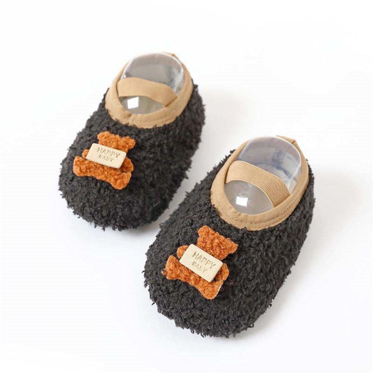 Baby and boy boys autumn and winter bear style furry warm non-slip rubber cotton shoes