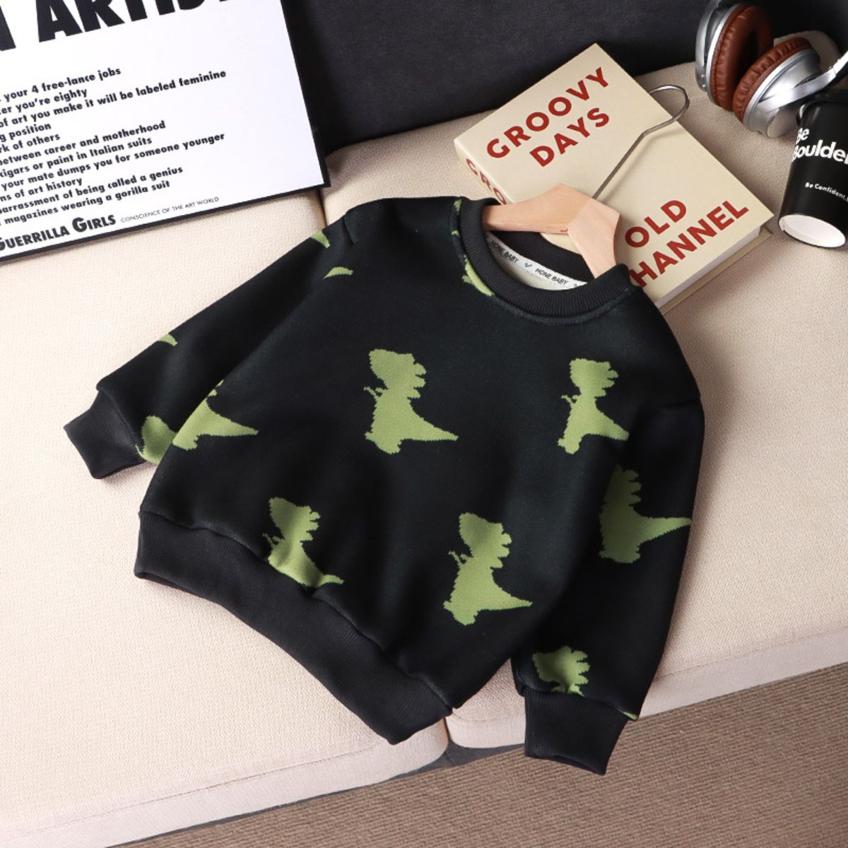 Children's fleece sweatshirt winter thickened boys and girls long-sleeved pullover warm tops bottoming shirt comfortable and versatile