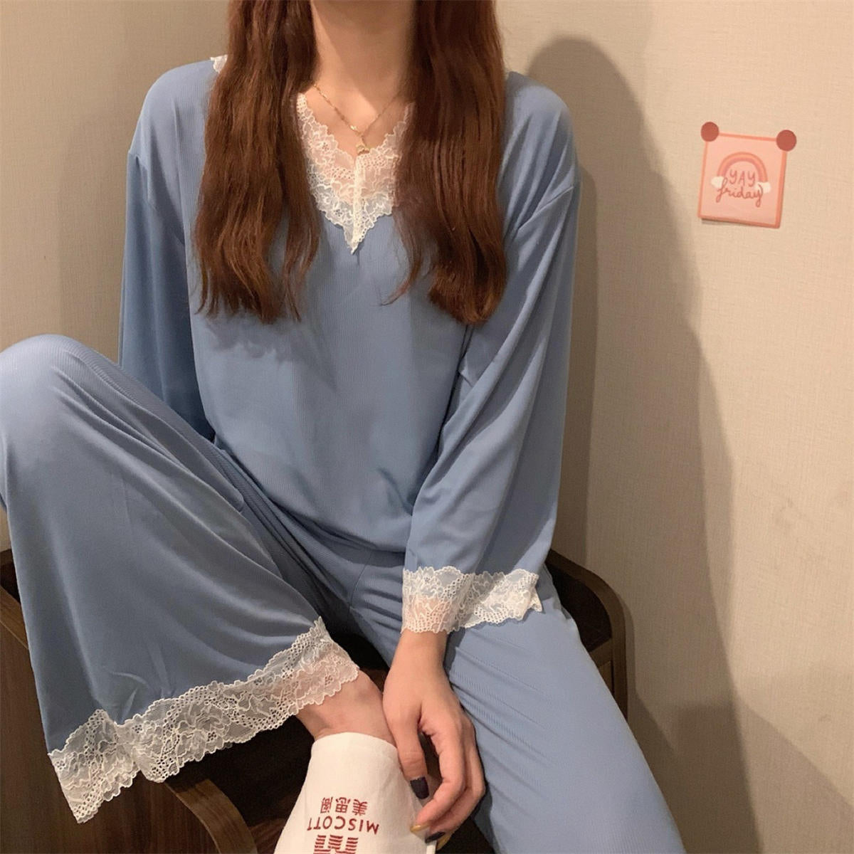 Lace Pajamas Lace Long Sleeve Long Pants Two-piece Set